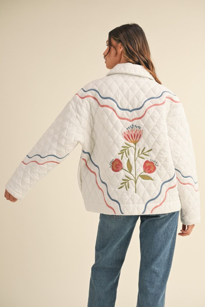 Multi Colored Floral Embroidered Jacket