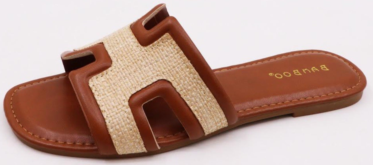 Chestnut "H" Cutout Sandal