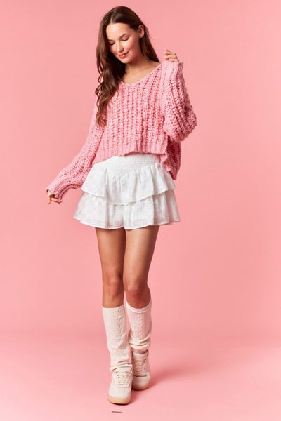 Popcorn Yarn Cropped Sweater