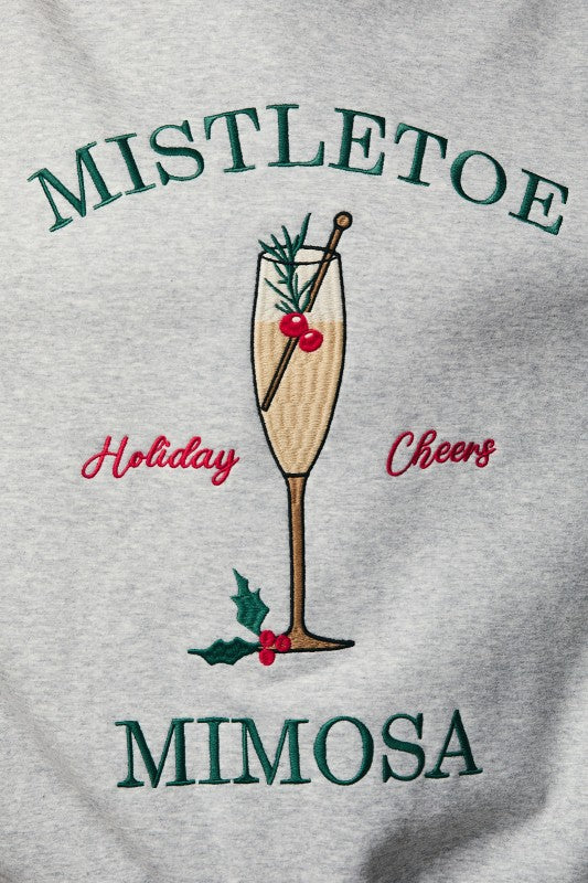 "Mistletoe Mimosa" Grey Sweatshirt