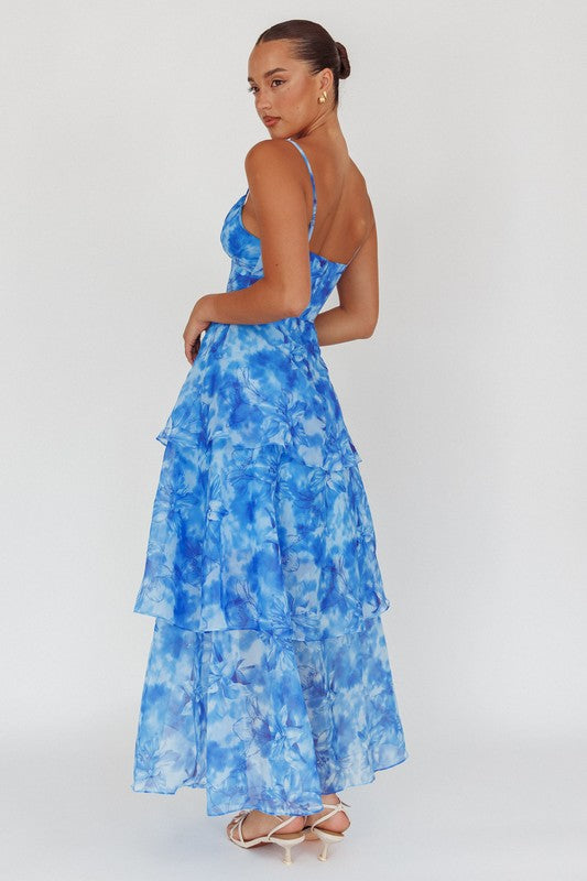 Organza Floral Dye Maxi Dress