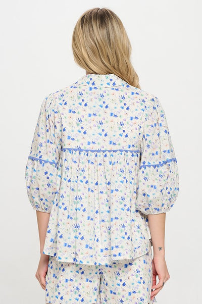 Aegean Bloom Long Sleeve Top