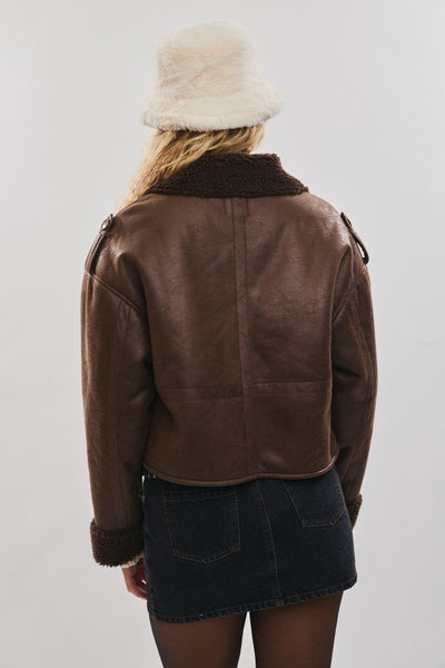 Chocolate Brown Double Button Fleece Jacket