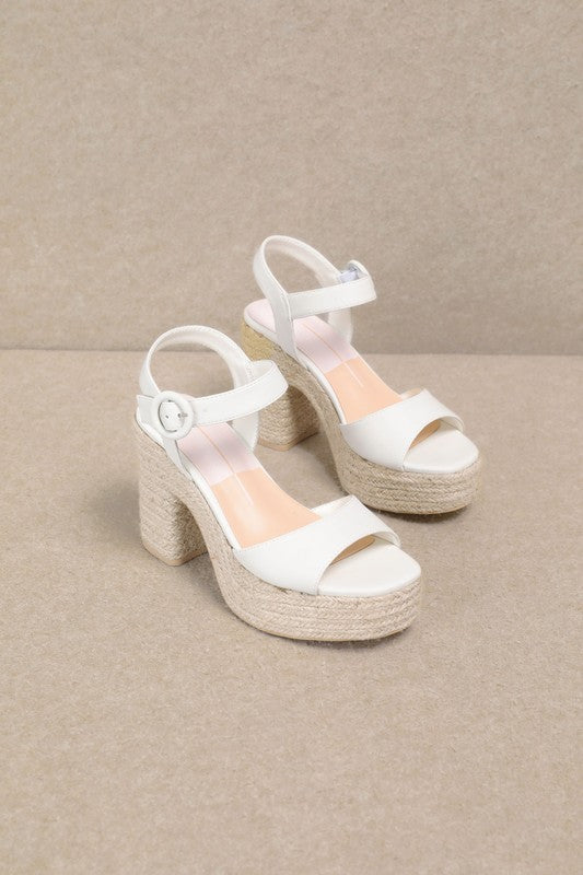 Jana Ankle Strap Espadrille Heels- White