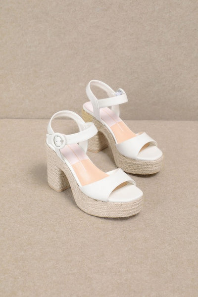 Jana Ankle Strap Espadrille Heels- White