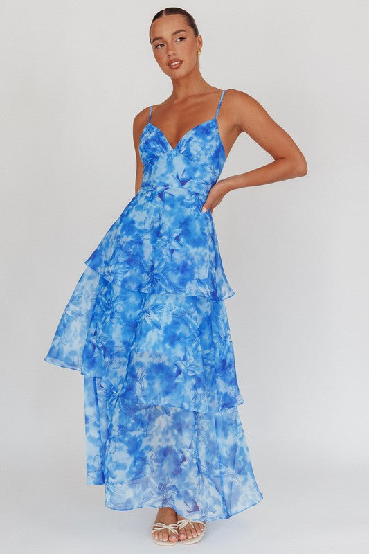 Organza Floral Dye Maxi Dress