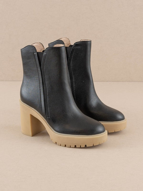 The Abby Rubber Sole Bootie- Black