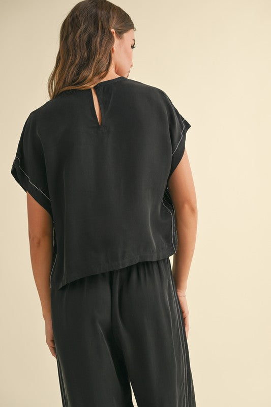 Black Thread Detail Pant Set