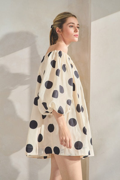 Polka Dot Puff Sleeve Dress