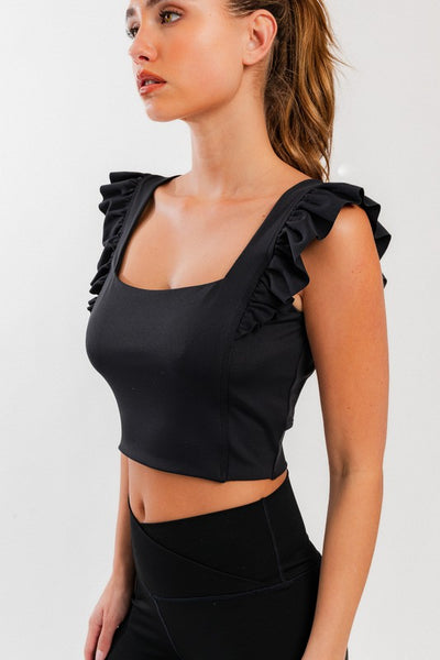 Square Neck Ruffle Athletic Top