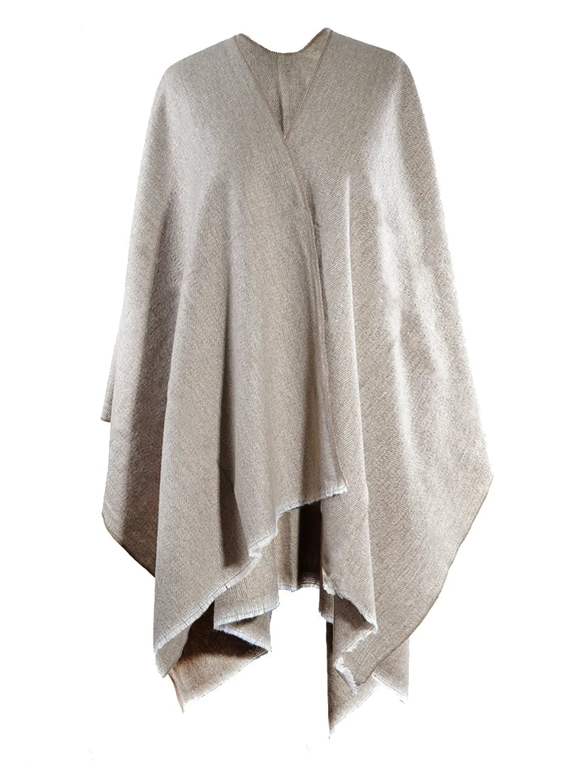 Taupe Frayed Hem Shawl