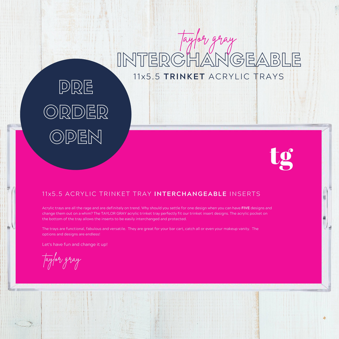 5.5x11 Acrylic Trinket Tray Blank