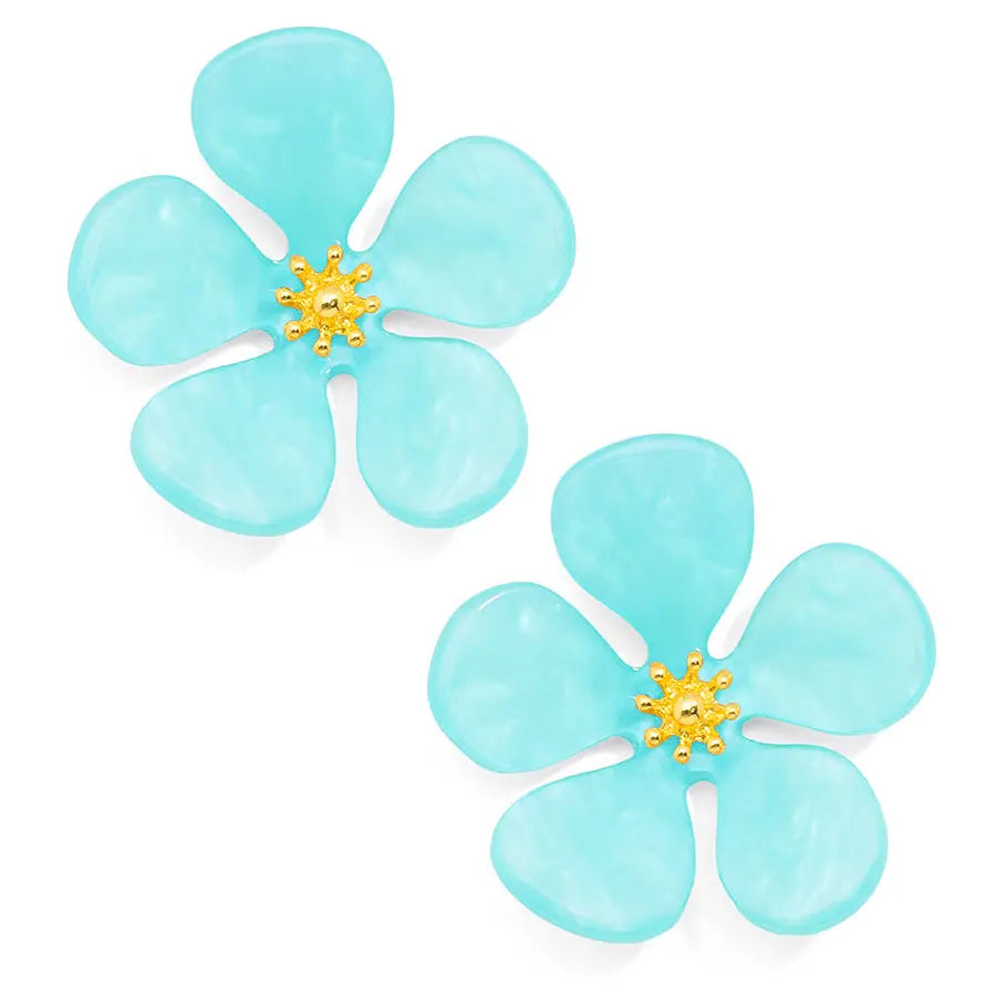 Glistening Resin Flower Stud Earring