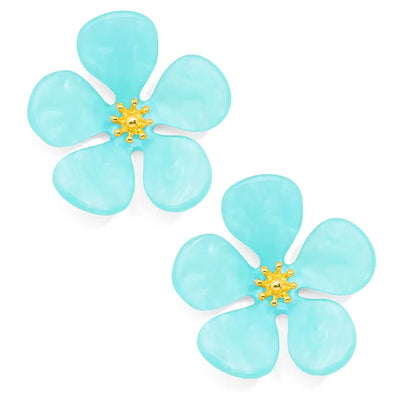 Glistening Resin Flower Stud Earring