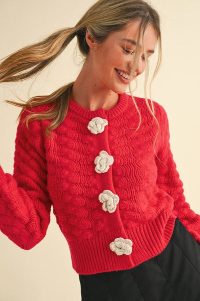 Flower Button Cardigan