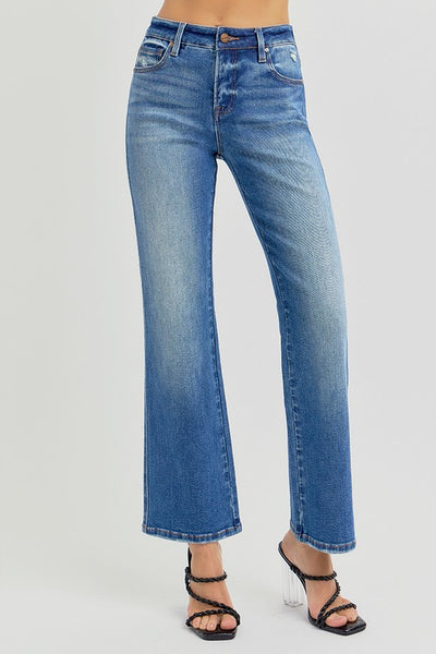 High Rise Ankle Straight Jeans