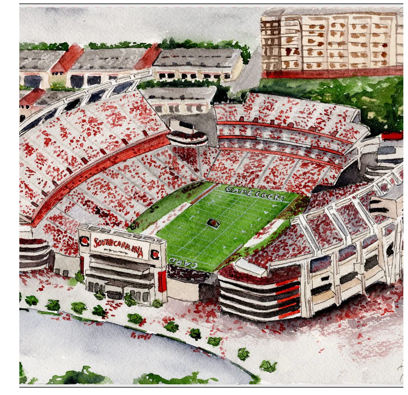 Stadium Watercolor Print by Grace Langdon Art