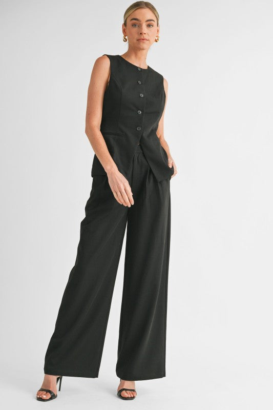 Black Tailored Vest and Pants Set