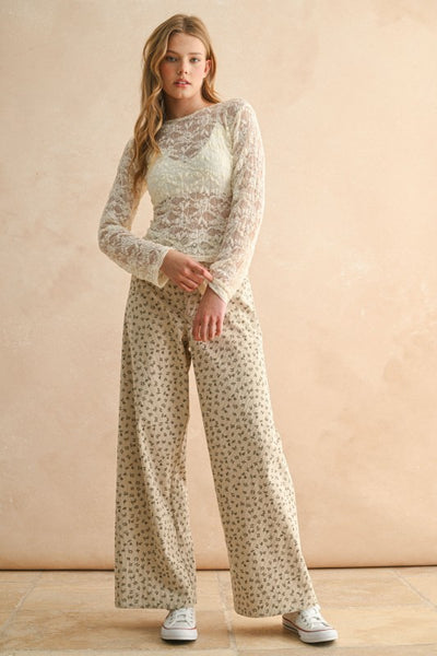 Floral Print Corduroy Pant