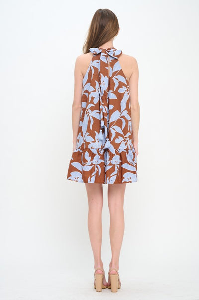 Rosey Haze Halter Dress