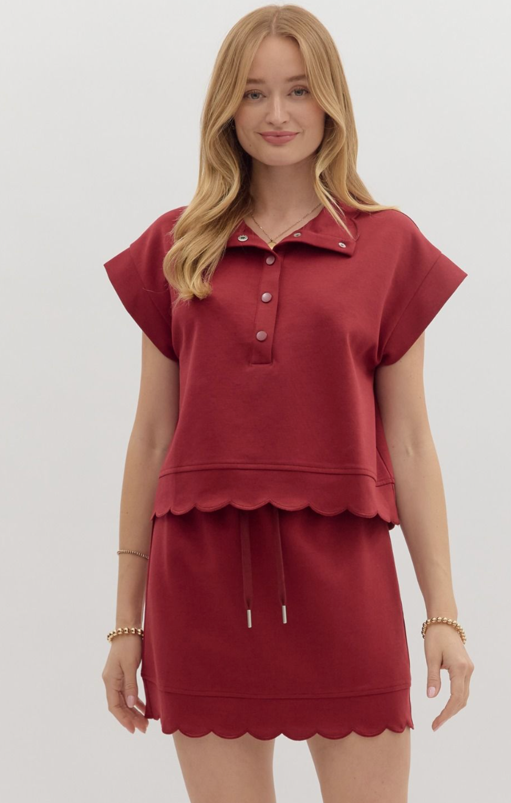 Garnet Scalloped Hem Jersey Material Set