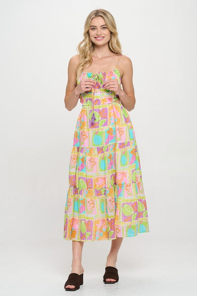 Tropical Mosaic Maxi Dress
