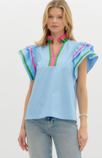 Blue Color Edge Detail Top