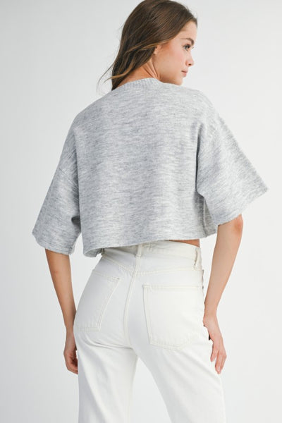 Casual Knit Cardigan Top- Grey