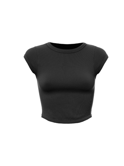 Ribbed Crewneck Crop Tee