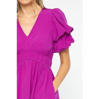 orchid Tiered Puff Sleeve Dress