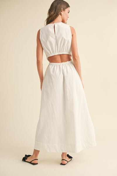 Open Back Detail White Maxi Dress