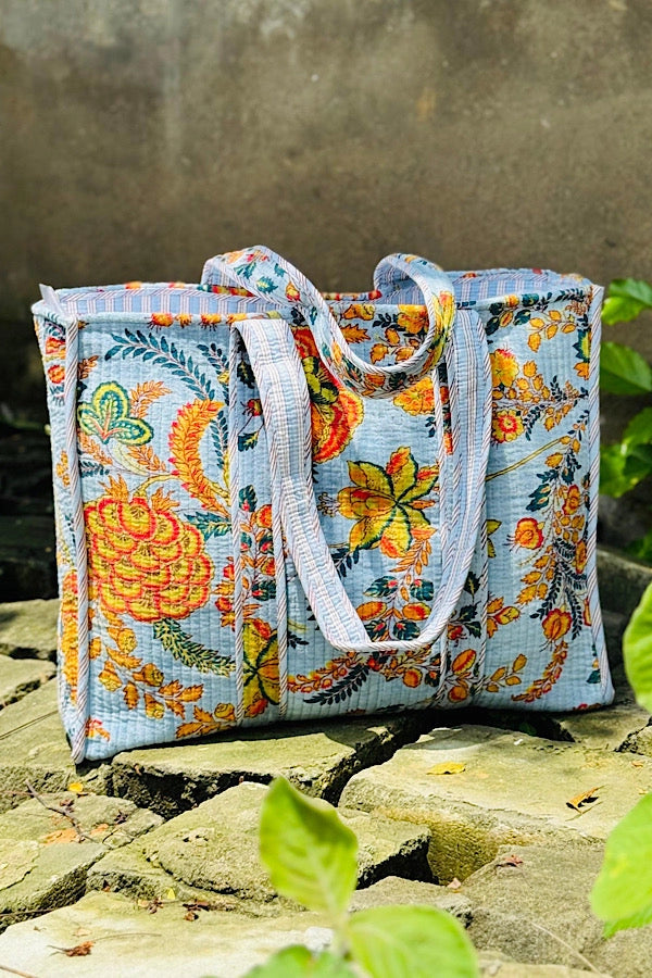 Floral Velvet Tote Bag by Nash Grey