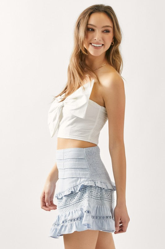 Bow Crop Top- White