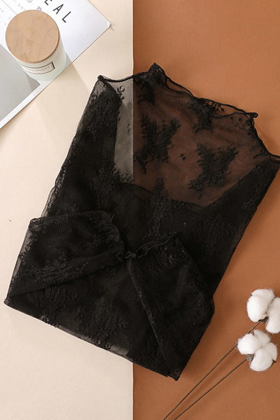 Lace Sheer Mesh Layering Shirt