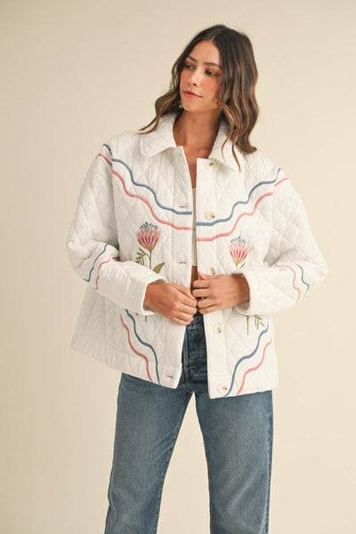 Multi Colored Floral Embroidered Jacket