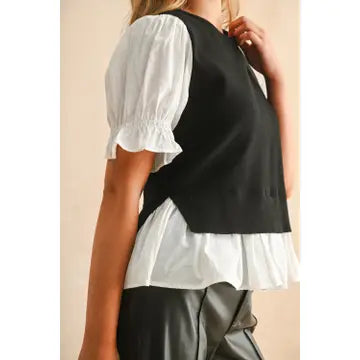 Layered Puff Sleeve Top
