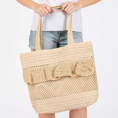 Ruffle Crochet Tote Bag