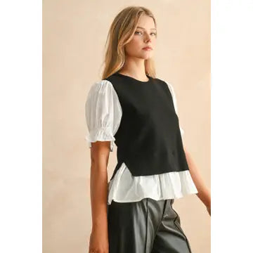 Layered Puff Sleeve Top