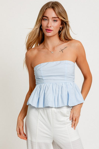 Strapless Bubble Hem Top