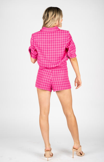 Celia Pink Tweed Crop Jacket