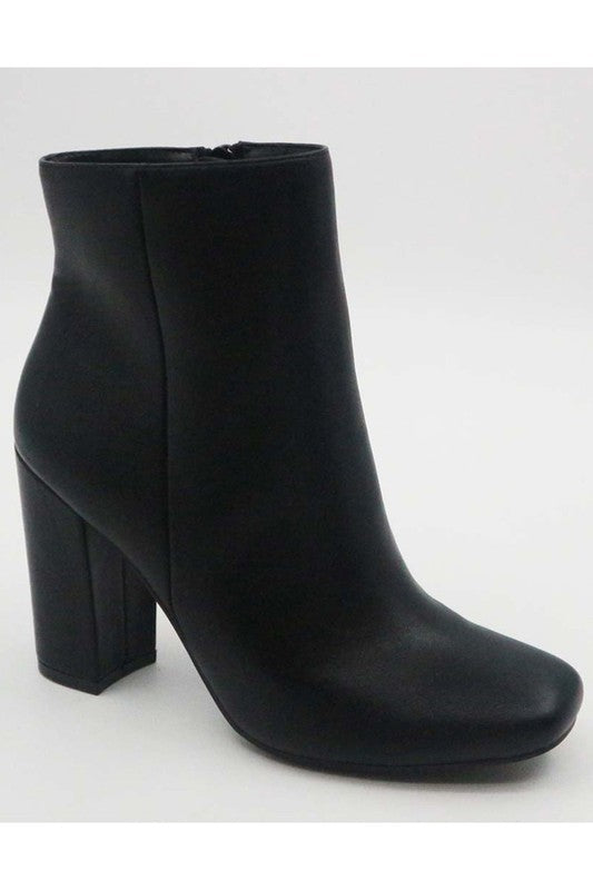 Square Toe Ankle Bootie- Black