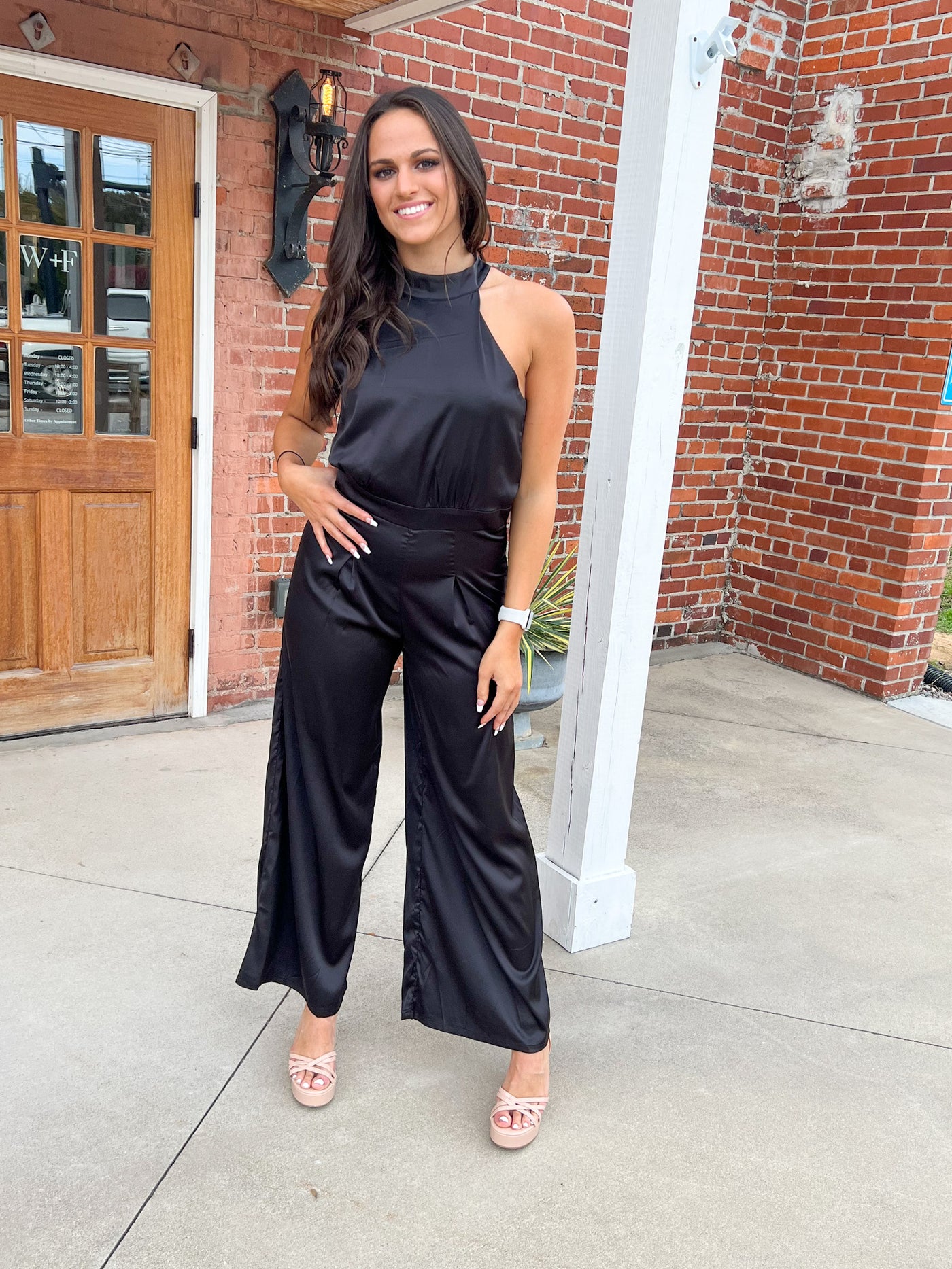 Halter Neck Jumpsuit- Black