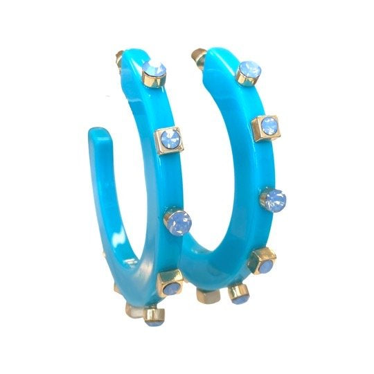 Teal City Girl Jewel Hoop Earring-Small