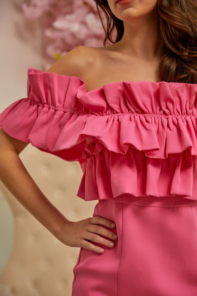 Double Ruffle Dress-Barbie Pink