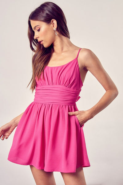 Hot Pink Bow Back Romper