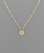 Padlock Initial Link Necklace-Gold