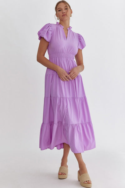 Lavender Tiered Midi Dress