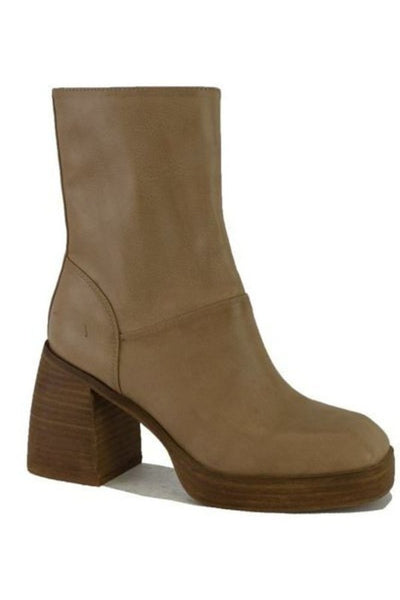 Foster Stacked Platform Bootie- Taupe