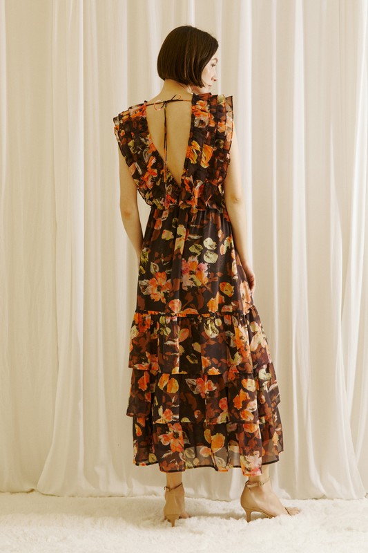 Warm Floral Maxi Dress