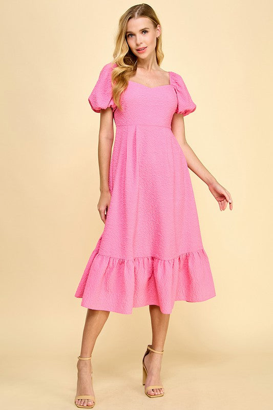 Barbie Pink Daisy Embossed Midi Dress